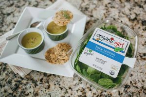 fennel & leek soup with organic girl baby spinach